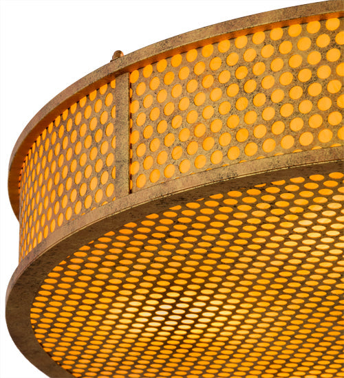 Meyda Lighting Cilindro 36" 6-Light Autumn Leaf Luciano Flush Mount Light With Amber Quartz Idalight Shade