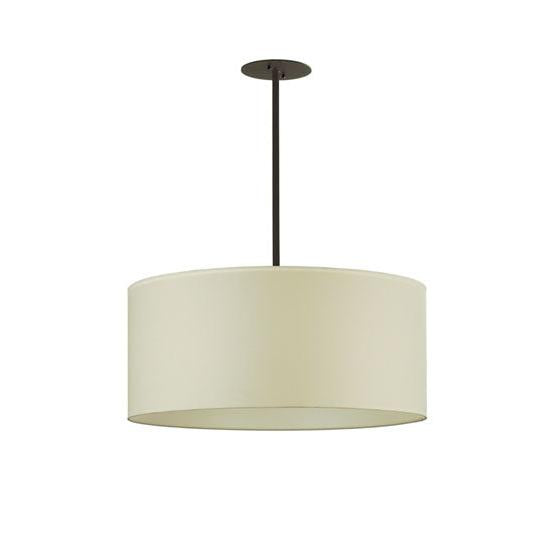 Meyda Lighting Cilindro 36" 6-Light Black Timeless Bronze Pendant Light With White Linen Textrene Shade