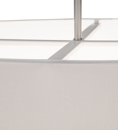 Meyda Lighting Cilindro 36" 6-Light Brushed Nickel Pendant Light With White Linen & Statuario Idalight Shade