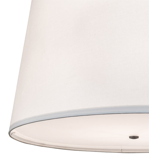 Meyda Lighting Cilindro 36" 6-Light Nickel Tapered Pendant Light With White Laura Fabric And Statuario Idalight Shade