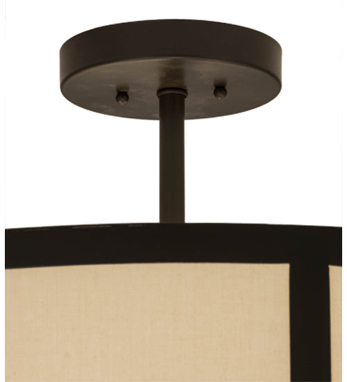 Meyda Lighting Cilindro 36" 6-Light Timeless Bronze Barnabas Semi-flush Mount With Laura Beige Textrene Shade