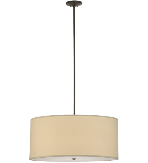 Meyda Lighting Cilindro 36" 6-Light Timeless Bronze Pendant Light With Beige Eggshell Textrene Shade