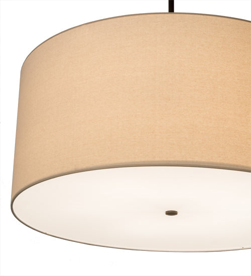 Meyda Lighting Cilindro 36" 6-Light Timeless Bronze Pendant Light With Beige Natural Textrene and White Statuario Idalight Shade