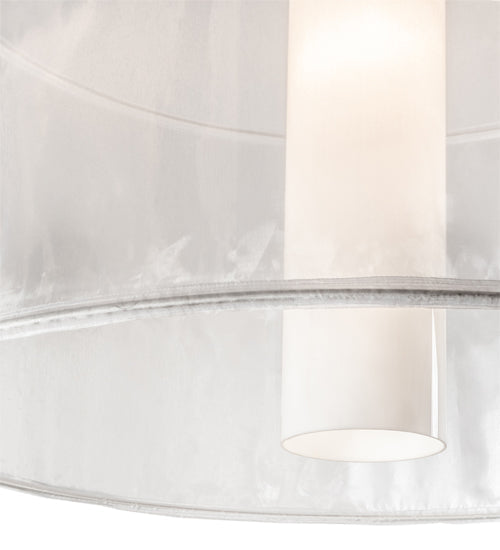 Meyda Lighting Cilindro 36" Nickel Sheer Pendant Light With Statuario Idalight & White Organza Shade