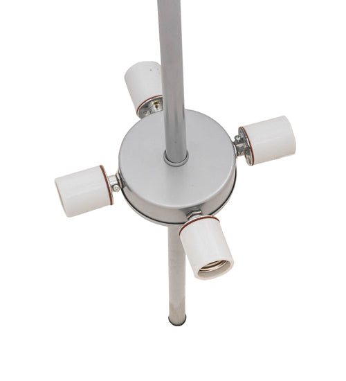 Meyda Lighting Cilindro 42" 4-Light Wheel Silver Textrene Tapered Pendant Light With Brown Textralite & Eggshell Textrene Shade