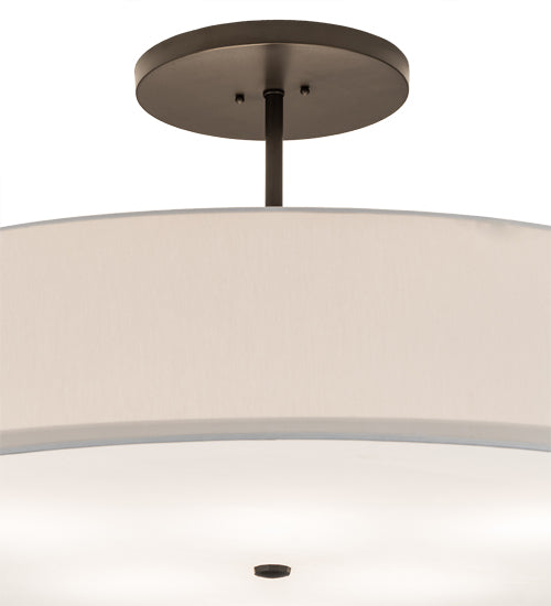 Meyda Lighting Cilindro 42" 6-Light Bronze Semi-flush Mount Light With Beige Eggshell Textrene & White Statuario Idalight Shade