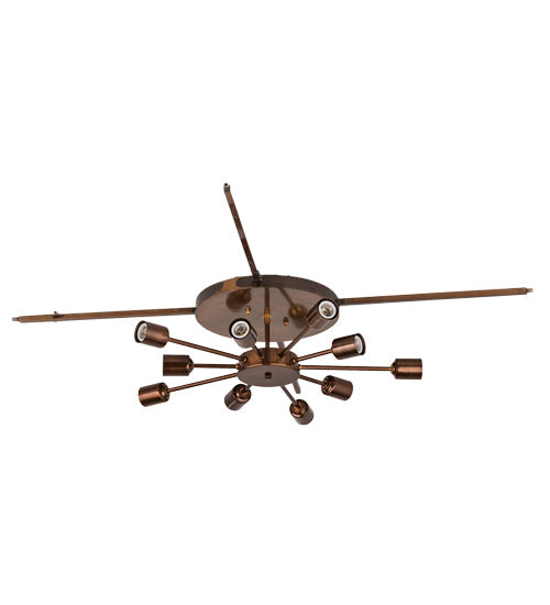 Meyda Lighting Cilindro 44" 10-Light Transparent Copper Flush Mount Light With Copper Alligator Skin-Like Shade
