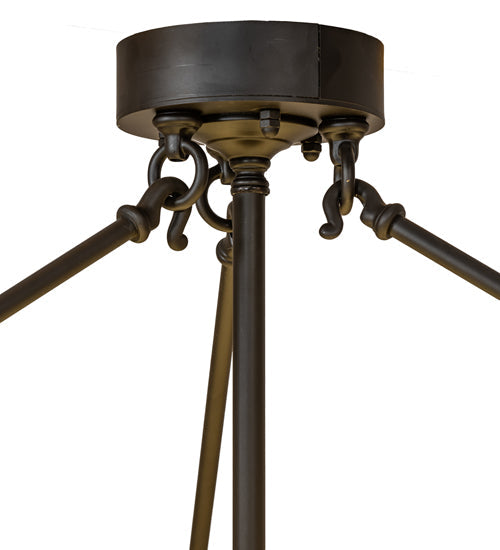 Meyda Lighting Cilindro 47" 6-Light Oil Rubbed Bronze Calico Semi-flush Mount Light With Multi-Colored Shade Glass