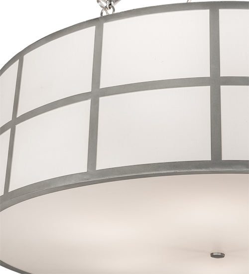 Meyda Lighting Cilindro 48" 6-Light Nickel Barnabas Pendant Light With Laura White & Statuario Idalight Shade