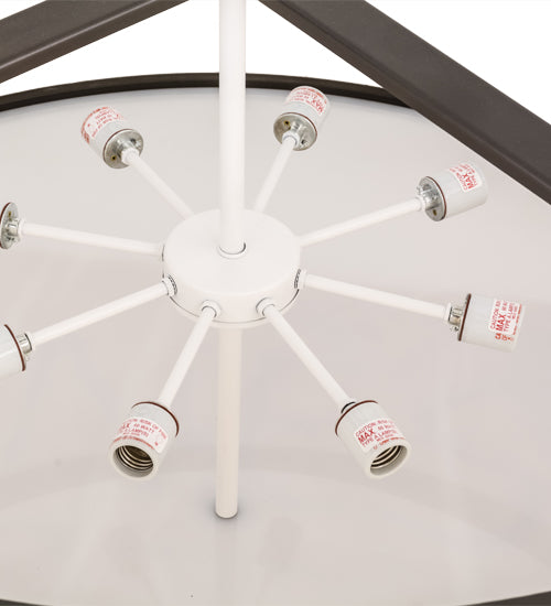 Meyda Lighting Cilindro 48" 8-Light Timeless Bronze Circle X Pendant Light With Natural Textrene Shade