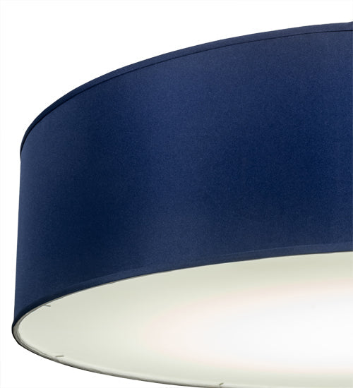 Meyda Lighting Cilindro 48" LED Brushed Nickel Pendant Light With Blue Textrene & Statuario Idalight Shade