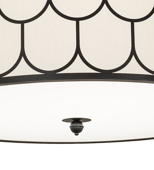 Meyda Lighting Cilindro 48" LED Flat Black Homer Flush Mount Light With Eggshell Textrene & Statuario Idalight Shade