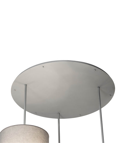 Meyda Lighting Cilindro 52" 18-Light Nickel Grand Textrene Cluster Pendant Light With Gray, Black & White Textrene Shade