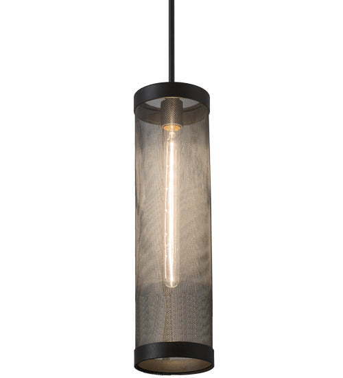 Meyda Lighting Cilindro 5"W x 66"H Old Wrought Iron Cage Mini Pendant Light