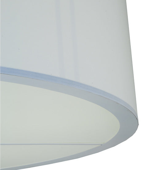 Meyda Lighting Cilindro 60" 6-Light Nickel Flush Mount Light With White Linen Textrene Shade