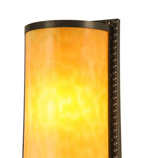 Meyda Lighting Cilindro 7" 2-Light Craftsman Brown Wall Sconce With Beige Art Shade Glass
