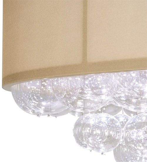 Meyda Lighting Cilindro 70" LED Mahogany Bronze Bulle Semi-flush Light With Gold Organza & Clear Shade Glass