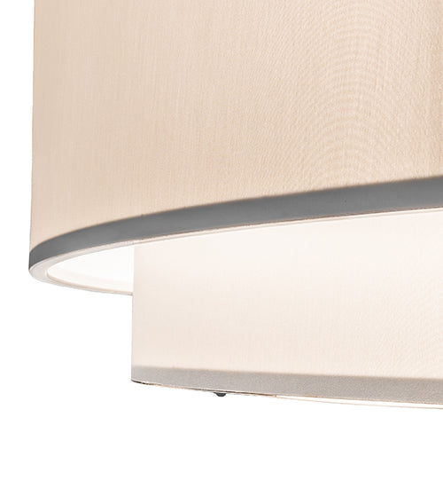 Meyda Lighting Cilindro 72" 2-Tier LED Gloss White & Matte Black Flush Mount Light With Eggshell Fabric & Angelwing Idalight Shade