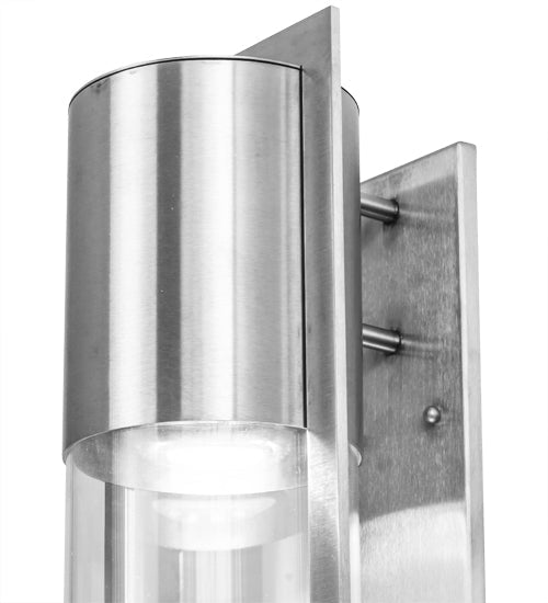 Meyda Lighting Cilindro 8" Brushed Stainless Steel Rossetto Wall Sconce With Clear Shade Glass