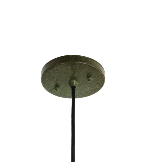 Meyda Lighting Cilindro 8" Weathered Brass Palomino Mini Pendant Light With Beige Handpainted Parchment Shade