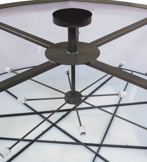 Meyda Lighting Cilindro 84" 8-Light Timeless Bronze Cross Hatch Pendant Light With Orange Textrene Shade