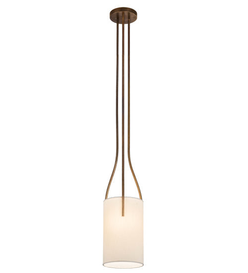 Meyda Lighting Cilindro 9"W x 70"H Vintage Brass Triad Pendant Light With Beige Shade