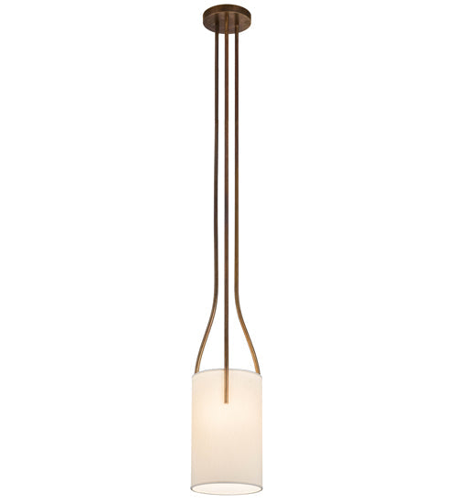 Meyda Lighting Cilindro 9"W x 81"H Vintage Brass Triad Pendant Light With Beige Shade