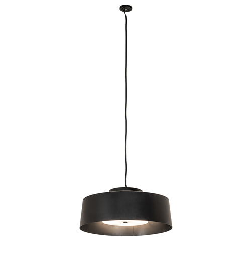 Meyda Lighting Cilindro Jared 33" 4-Light Textured Black & Solar Black Pendant Light With Black & White Shade