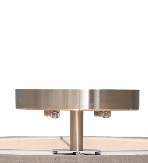 Meyda Lighting Cilindro Southland 24" 2-Light Brushed Nickel Flush Mount Light With Beige & White Linen Shade