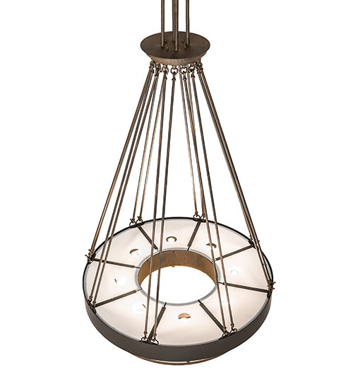 Meyda Lighting Cilindro Ventura 42" 16-Light Cortez Gold & Timeless Bronze Pendant Light With White Shade