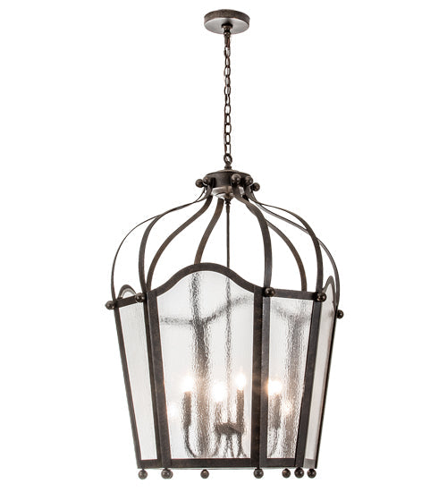 Meyda Lighting Citadel 211361 33" 6-Light Golden Bronze Pendant Light With Clear Seeded Shade Glass