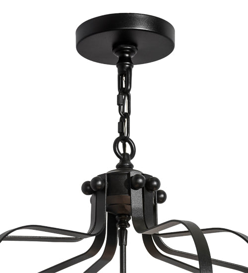 Meyda Lighting Citadel 22" 8-Light Textured Black Pendant Light With Clear Seeded Shade Glass