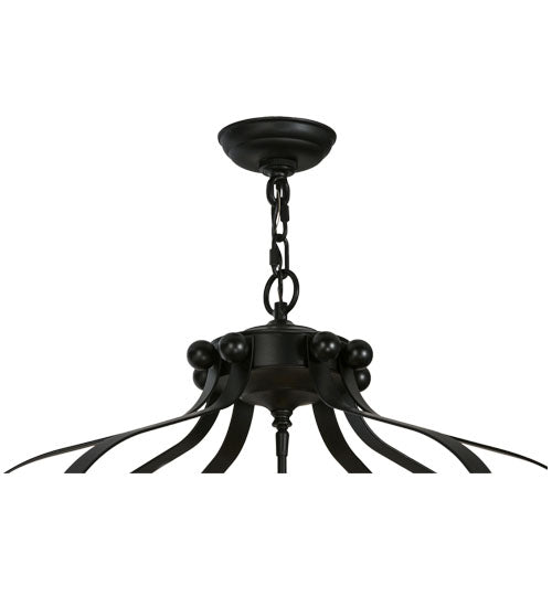 Meyda Lighting Citadel 32" 6-Light Blackwash Pendant Light With Clear Seeded Shade Glass