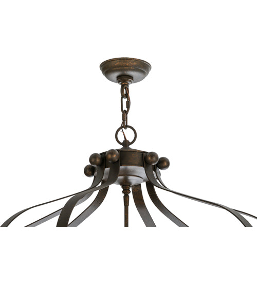 Meyda Lighting Citadel 33" 6-Light Gilded Tobacco Pendant Light With Clear Seeded Shade Glass