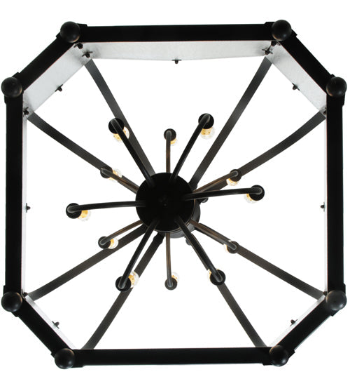 Meyda Lighting Citadel 34" 12-Light Blackwash Pendant Light With Rainstone Idalight Shade Glass