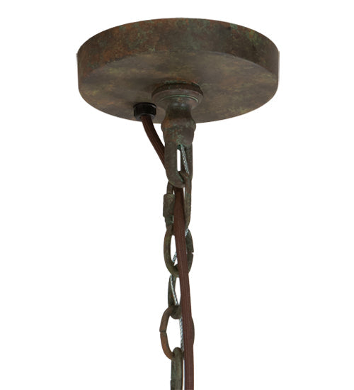 Meyda Lighting Citadel 46" 16-Light Organic Rust Pendant Light With Rainstone Idalight Shade Glass