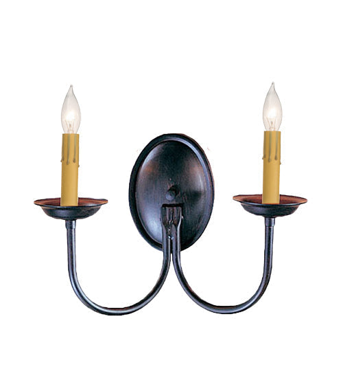 Meyda Lighting Classic 15" 2-Light Rustic Iron Wall Sconce With Ivory Faux Candlelight