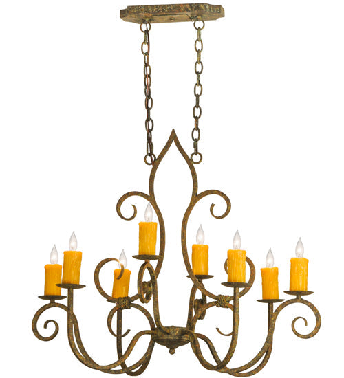 Meyda Lighting Clifton 36" 8-Light Organic Rust Chandelier With Amber Faux Candlelight
