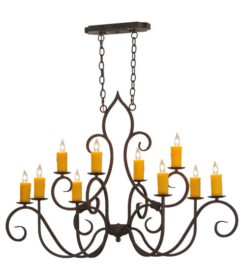Meyda Lighting Clifton 48" 10-Light Coffee Bean Chandelier With Amber Faux Candlelight