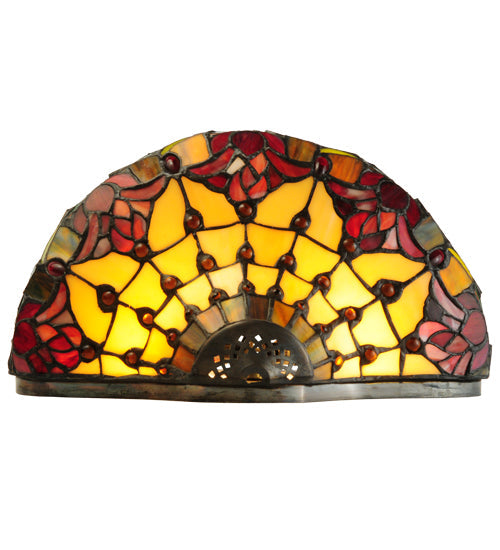 Meyda Lighting Colonial Tulip 14" 2-Light Antique Wall Sconce With Multi-Colored Shade Glass