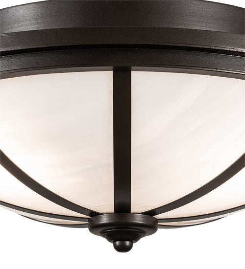 Meyda Lighting Commerce 16" 3-Light Bronze Semi-flush Mount Light With White Opal Shade Glass