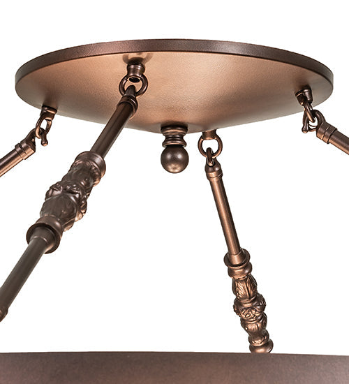 Meyda Lighting Commerce 36" 6-Light Mahogany Bronze Semi-flush Mount Light With Angelwing Idalight Shade