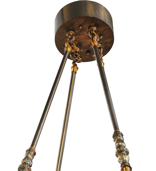 Meyda Lighting Commerce 47" 17-Light 3-Tier Antique Copper Pendant Light With Amber Quartz Idalight Shade Glass