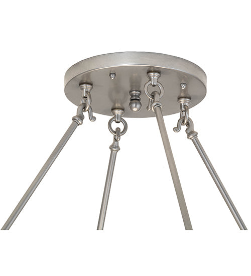 Meyda Lighting Commerce 48" 8-Light Nickel Inverted Pendant Light With Beige Fleshtone Idalight Shade Glass