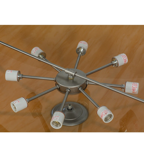 Meyda Lighting Commerce 48" 8-Light Nickel Semi-flush Mount Ceiling Light With Amber Botticino Idalight Shade
