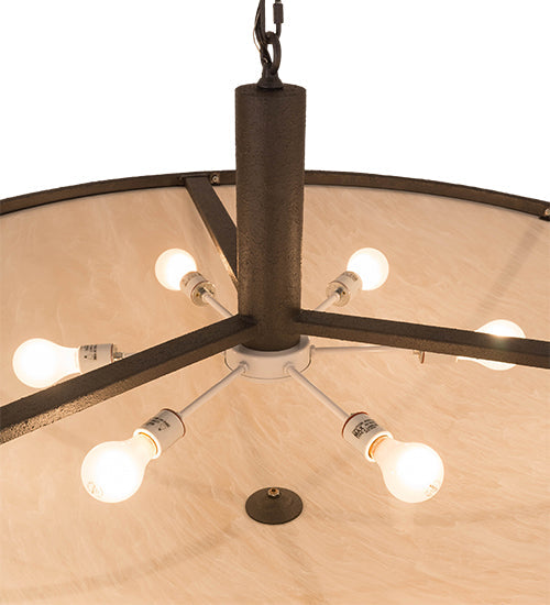 Meyda Lighting Commerce 49" 6-Light Reticulated Black Jackson Inverted Pendant Light With Beige Fleshtone Idalight Shade