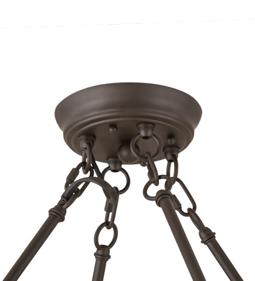 Meyda Lighting Commerce 60" 8-Light Oil Rubbed Bronze Inverted Pendant Light With White Statuario Idalight Shade Glass
