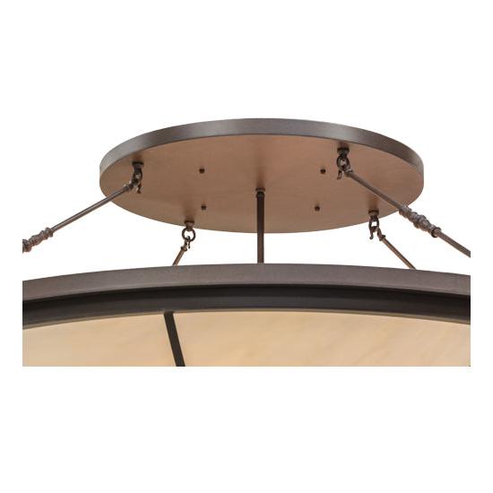 Meyda Lighting Commerce 72" 8-Light Cafe Noir Semi-flush Mount Ceiling Light With Whitestone Idalight Shade Glass
