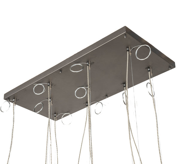 Meyda Lighting Conglomerate 44" 10-Light Pewter Pendant Light With Black To Clear Gradient Shade Glass