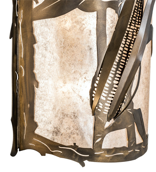 Meyda Lighting Corn 18" 2-Light Antique Copper Wall Sconce With Silver Mica Shade Glass